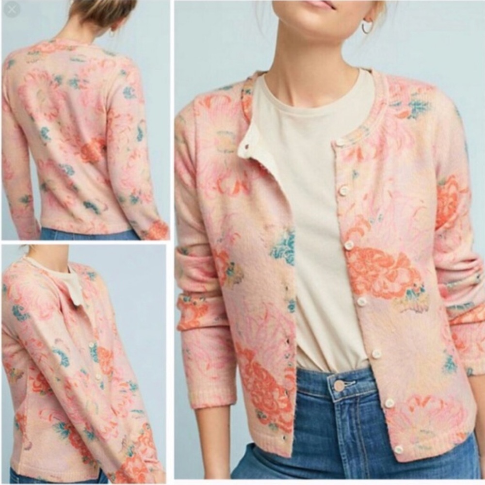 Anthropologie Floral Cardigan